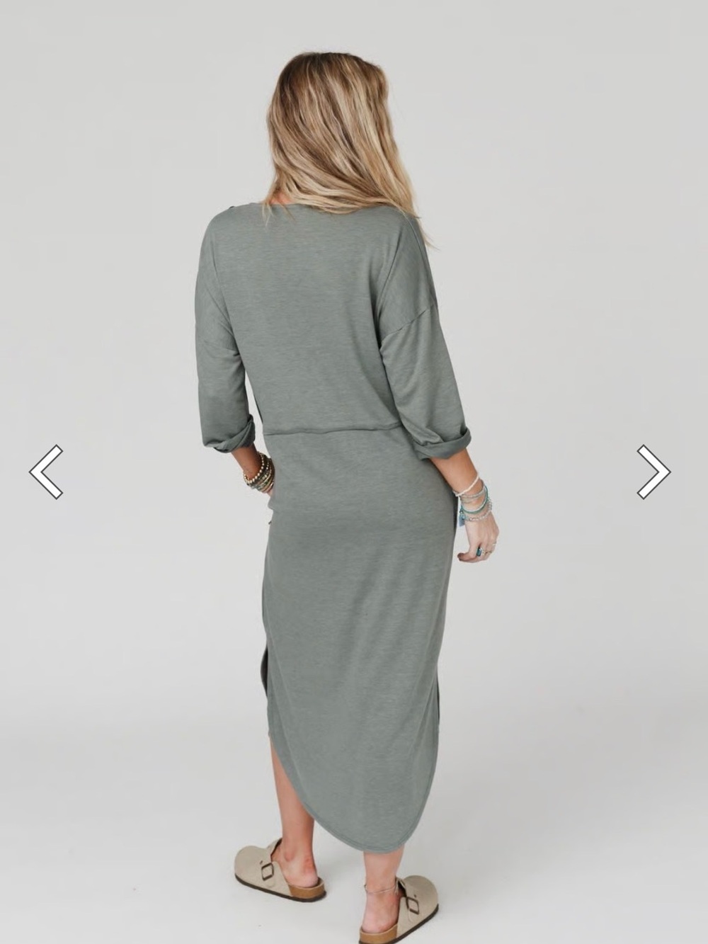 Three Bird Nest Relaxed V‑Neck Maxi Dress - Sage Green - Picture 10 of 10